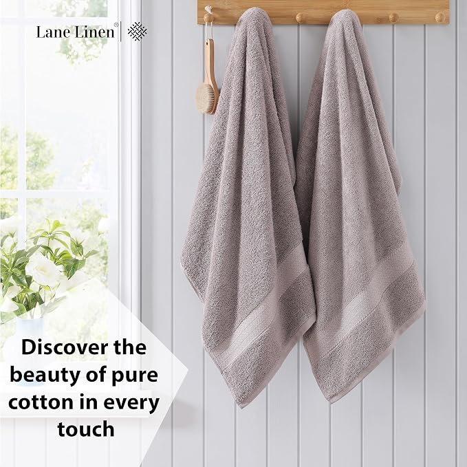 LANE LINEN Bath Sheets Quick Dry 100% Cotton 4 Pack Oversized - Platinum | Hotel Bath Sheets - Oversized & Roomy, Lightweight & Breathable, Fade-Resistant Color, Classic Terry Weave, Densely Woven