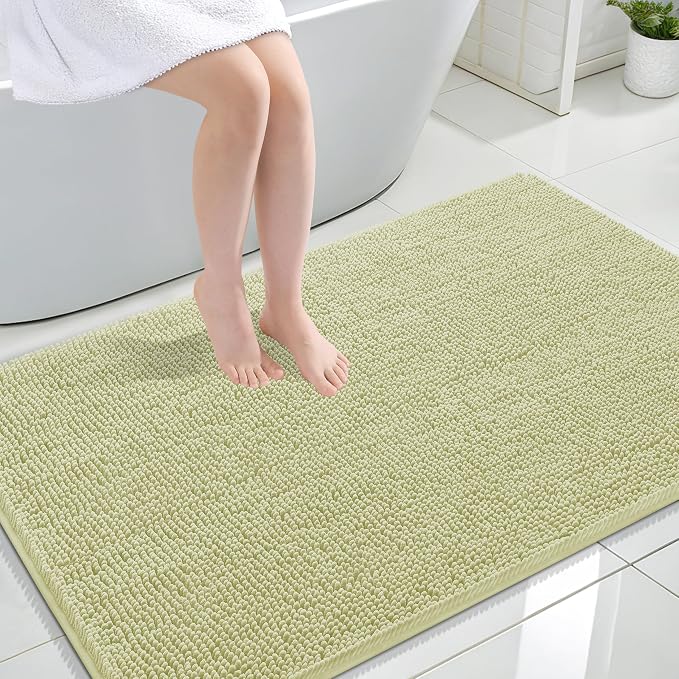 OLANLY Large Bathroom Rugs 47x32, Extra Soft Absorbent Chenille Bath Rugs, Rubber Backing Quick Dry, Machine Washable Bath Mats for Bathroom Floor, Tub and Shower, Home Decor Accessories, Vanilla