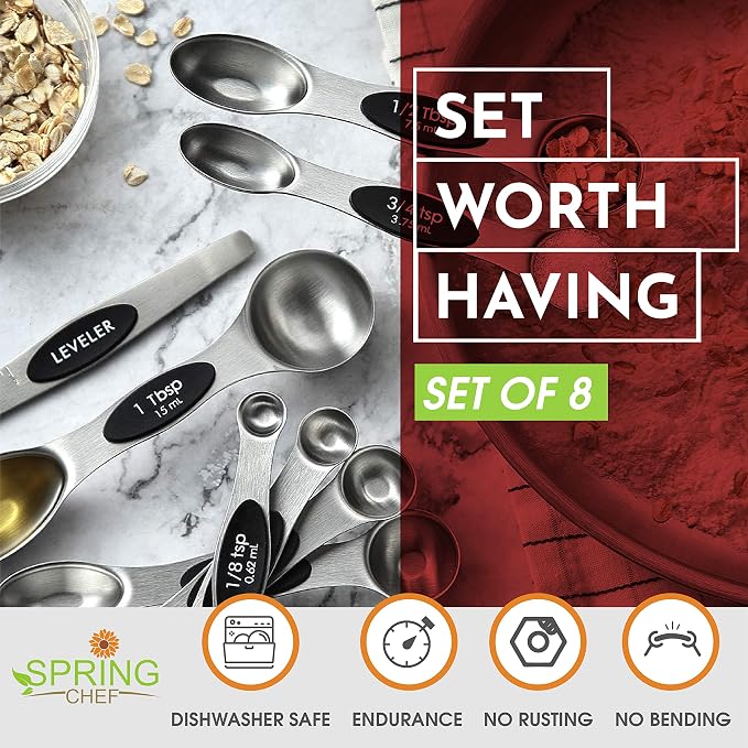 Spring Chef Ultimate Gift Bundle - Professional XL Box Grater, Magnetic Measuring Spoons, Ice Cream Scoop, Swivel Peeler & Measuring Cups - Black