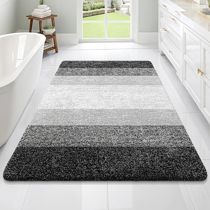 OLANLY Large Bathroom Rugs Mat 70x46, Extra Soft Absorbent Microfiber Bath Rugs, Rubber Backing, Quick Dry, Machine Washable Bath Mats for Bathroom Floor, Tub and Shower, Home Decor Accessories, Black