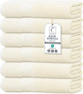 Medium Size Bath Towels Set of 6 – 100% Cotton Terry – 24" x 48" – Quick Dry, Soft & Highly Absorbent – Ivory Towels for Bathroom, Gym, Spa, Pool & Daily Use