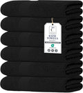 Large Bath Towels Set of 6 – 100% Cotton Terry – 24" x 50" – Quick Dry, Soft & Highly Absorbent – Black Towels for Bathroom, Gym, Spa, Pool & Daily Use