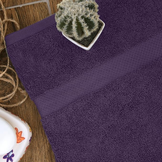 HERCULEAN Premium Bath Towels 24 x 48 Pack of 6 | Quick Dry and Highly Absorbent | 100% Cotton Terry Towels for Bathroom - Perfect for Shower - Pool and Spa - Luxury Soft Towels - Plum
