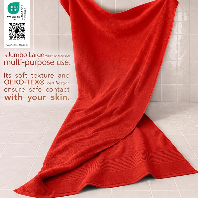 Cotton Paradise 100% Cotton Turkish Towel Set, Soft Absorbent Quick Dry, 2 Piece 35x70 Bath Sheet Set, Red
