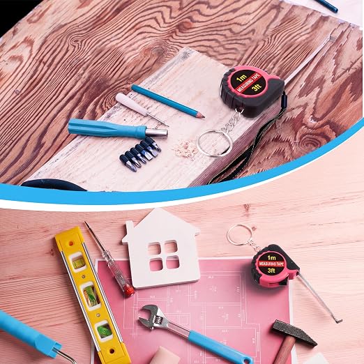 Kanayu 50 Pcs Mini Tape Measure Keychains 3 ft Small Retractable Measuring Tape Bulk with Lock Steel Easy Read Pocket for Birthday Party Favors Daily Use (Rose Pink)