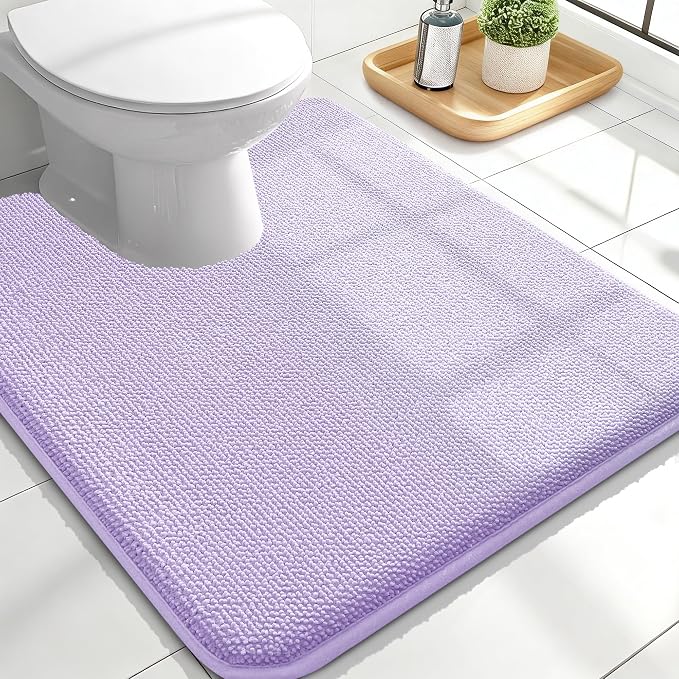 OLANLY Thick Memory Foam Bathroom Rugs 24x20, Absorbent Bath Mat, Lavender | Soft Quick Dry Bath Rugs Mats, Non-Slip, Machine Washable Carpet for Bathroom Floor, Tub and Shower, Home Decor Accessories