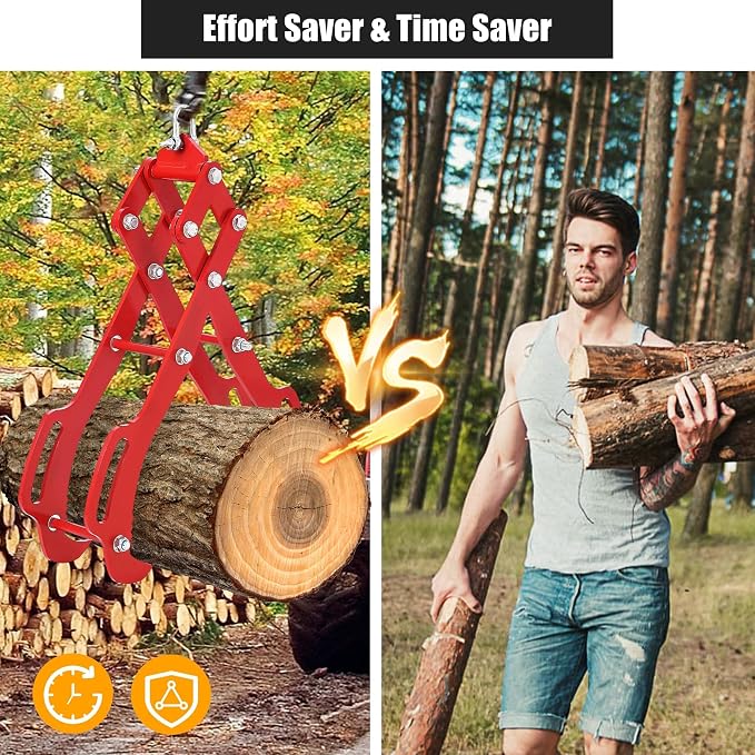 Log Lifting Tongs, Optimal Strength Log Tongs, Multi-Model Compatibility, Superior Steel Grip for Safe Wood Lifting & Dragging, Essential Tool for Efficient Logging Operations (36 in-4 Claw)