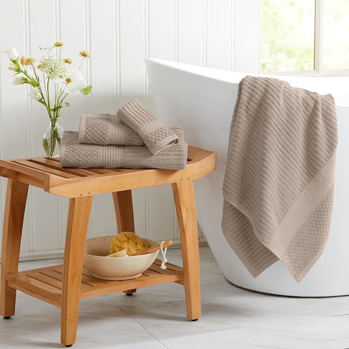 Springtree Home 100% Cotton Bath Towel Set | 6-Piece Set | Textured | Cobblestone