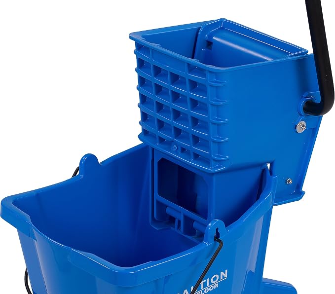 SPARTA Commercial Mop Bucket With Side Press Wringer, Floor Cleaning Essentials for Commercial and Home Use 26 Quart Capacity, 1 Count, Blue