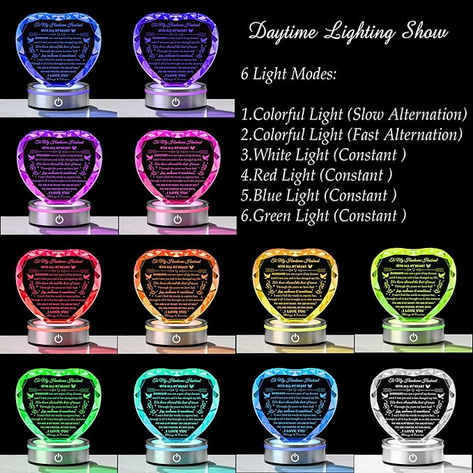 Qianwei Gift for Husband from Wife Unique - Crystal Engraved Gifts for Man Personalized Who Want Nothing - Husband Birthday Anniversary Fathers Day Christmas Valentines Day Present Ideas for My Man