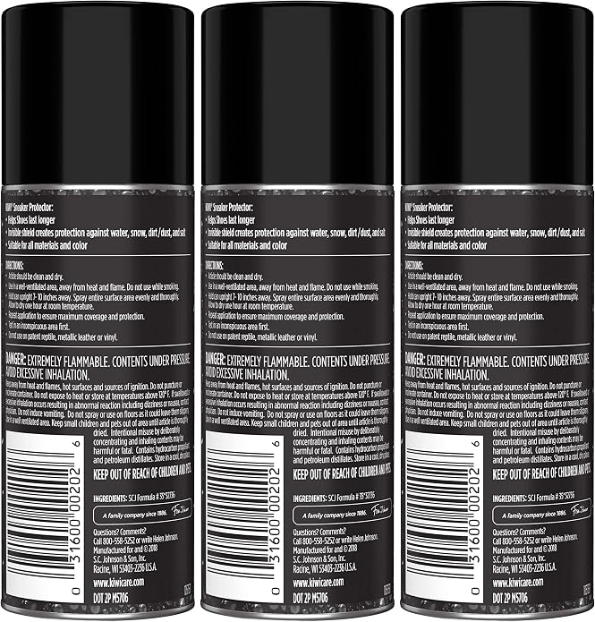KIWI Sneaker and Shoe Waterproofer | For Shoes, Sneakers, Leather and More | Spray Bottle | 4.25 Oz | Pack of 3