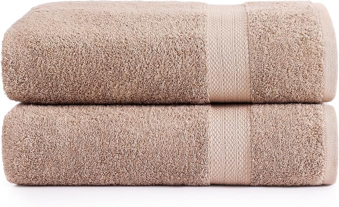 LANE LINEN Large Bath Sheet Set Oversized Soft Absorbent Quick Dry - Taupe | Bath Sheets Set - OEKO-TEX Certified, Ring-Spun Durability, Generously Sized, Oversized & Roomy, Lightweight & Breathable