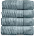 NY Loft 100% Cotton Bath Towel 4 Pack | Super Soft & Absorbent Quick-Dry Bath Towels 30" x 52" | Textured and Durable Cotton | Premium Thick Towels | 4 Pack Bath Towel - Stormy Sea