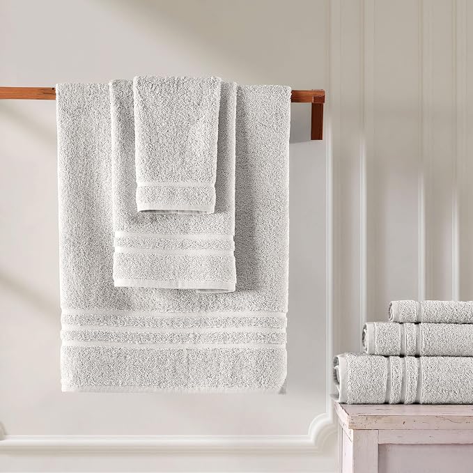 Hawmam Linen Ice Silver 6 Piece Bath Towels Set for Bathroom Original Turkish Cotton Soft, Absorbent and Premium 2 Bath Towels, 2 Hand Towels, 2 Washcloths