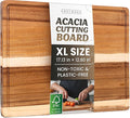 Extra Large Acacia Wood Cutting Board 17x13, Juice Groove | FSC-certified wooden chopping board; knife-friendly, large kitchen boards for meat, cheese, charcuterie & serving
