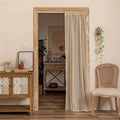 Sutuo Home Boho Doorway Curtains for Closet Patio, Lace Sheer Door Curtains for Doorway Crochet Vintage Chic Tassels Bohemian Temporary Room Divider Privacy Rustic Geometry Rod Pocket, 37" x 80" Beige