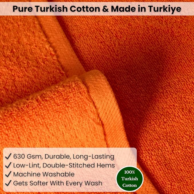 SALBAKOS Luxury 100% Turkish Cotton Bath Sheet 40x80 in (1-Piece, Orange) | Extra Large Jumbo Oversized Bathroom and Beach Towel, Super Soft Highly Absorbent Thick Premium Hotel Quality, Made in Turkey