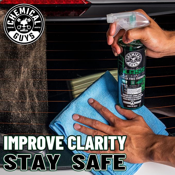 Chemical Guys Glass Cleaner Signature Series - Ammonia-Free Window and Mirror Spray for Cars, Trucks, SUVs, and RVs - Safe for Tinted Glass, Windshields, Household Windows & Interior Surfaces - 16 oz