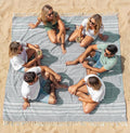 LANE LINEN Beach Blanket Sand Free, Picnic & Giant Beach Towel - Grey | Oversized Beach Towels, 82"x82" - Room For The Whole Family & Friends - Folds Compact, Easy To Carry - Roomy Family Size