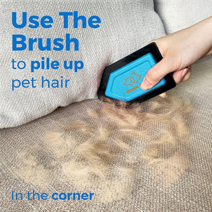 Pet Hair Remover, Dog Hair Remover Detailer & Glove - with Edge Sweeping, Avoid Scratching, Remover Kit for Couch, Car, Comforter, Essential Tool for Clean House (Red, Detailer) (Blue, Detailer)