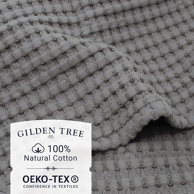 GILDEN TREE Waffle Bath Towels Wash Cloths for Showering, Exfoliating Washcloth Quick Dry Towel, Face Towels for Washing Face Cotton Washcloths Set of 4, Modern Style (Slate)