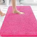 OLANLY Bathroom Rugs 36x24, Extra Soft Absorbent Chenille Bath Rugs, Rubber Backing Quick Dry, Machine Washable Bath Mats for Bathroom Floor, Tub and Shower, Home Decor Accessories, Hot Pink