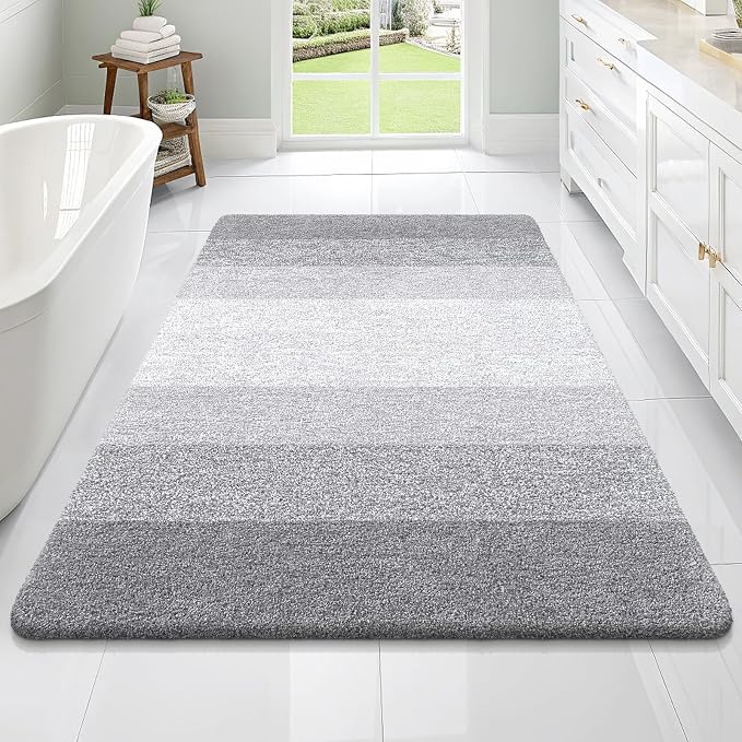 OLANLY Large Bathroom Rugs Mat 70x46, Extra Soft Absorbent Microfiber Bath Rugs, Rubber Backing, Quick Dry, Washable Bath Mats for Bathroom Floor, Tub and Shower, Home Decor Accessories, Light Grey