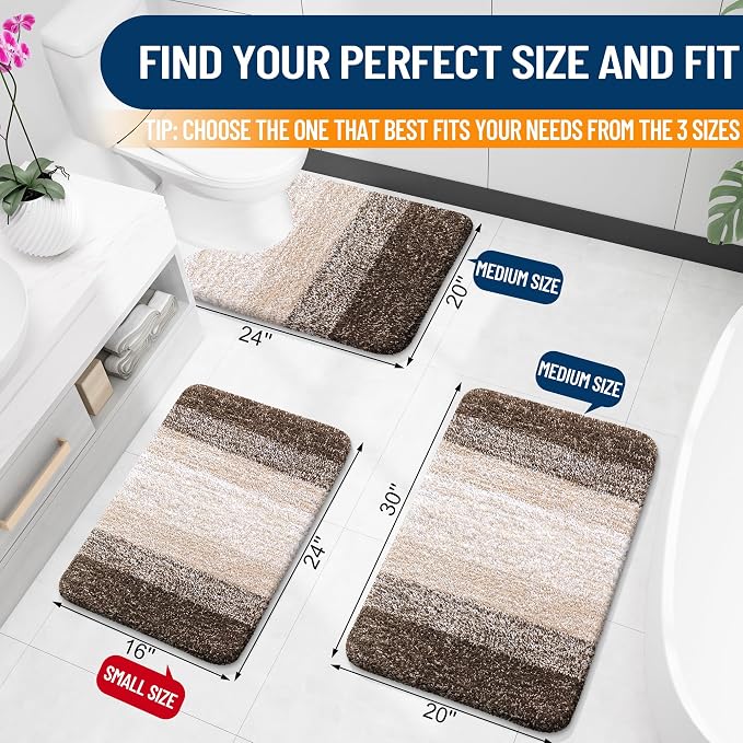 OLANLY Large Bathroom Rugs Mat 44x32, Extra Soft Absorbent Microfiber Bath Rugs, Rubber Backing, Quick Dry, Washable Bath Mats for Bathroom Floor, Tub and Shower, Home Decor Accessories, Light Brown