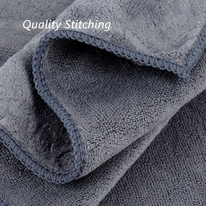 JML Large Microfiber Bath Towels Set of 6, 30" x 60", Grey Floral, | Soft,Super Absorption, Quick-Drying Perfect for Shower, Sauna, Yoga, Gym, Beach, Pool, Sport