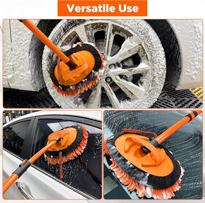 Tool Daily Short Pressure Washer Gun with Foam Cannon, 15° Curved Car Wash Brush with Long Handle, 5 Nozzle Tips, 1/4” Quick Connect