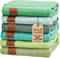 Gold CASE LYCIA Turkish Beach Towel Set of 6 – 100% Cotton Turkish Beach Towels Bulk 70 x 38'' – LYCIA Oversized, Quick Dry & Sand Free Beach Towel – Lightweight Towels Set in Tones of Green