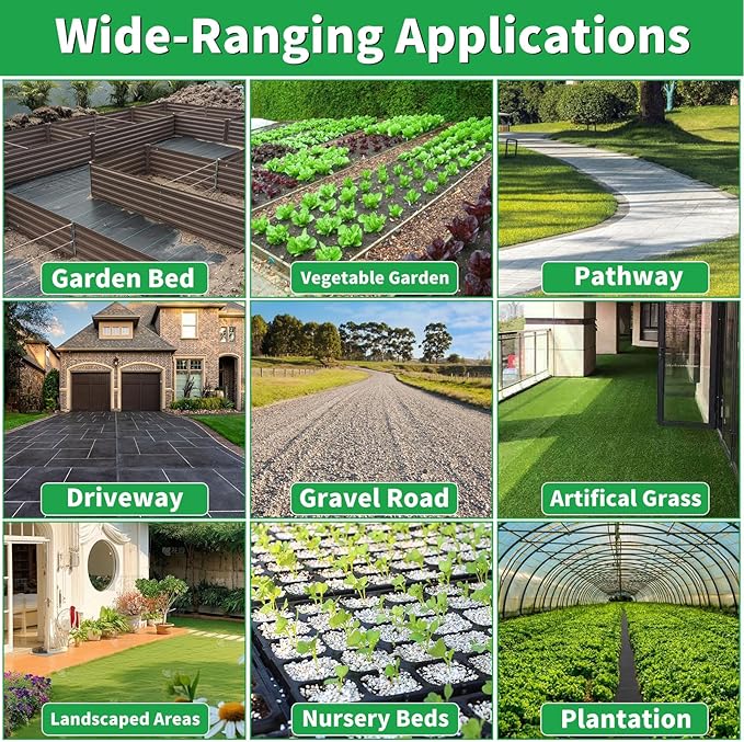 4ft x 100ft Weed Barrier Fabric, Heavy Duty Landscape Fabric | 3.2oz Woven PP, Ground Cover for Gardens, Flower Beds & Yard Landscaping
