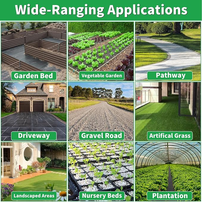 3ft x 100ft Weed Barrier Fabric, Heavy Duty Landscape Fabric | 3.2oz Woven PP, Ground Cover for Gardens, Flower Beds & Yard Landscaping