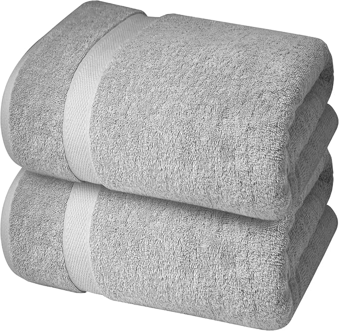 Infinitee Xclusives Jumbo Bath Sheets Towels for Adults – 600 GSM (35X70 Inches)– 100% Ring Spun Cotton, Soft and Absorbent Large Bath Towels for Bathroom (Charming Grey)