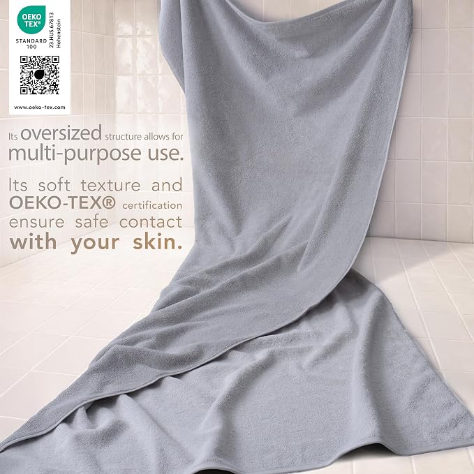 Cotton Paradise 100% Cotton Turkish Towel, Soft Absorbent Quick Dry, 40x80 Oversized Bath Sheet Towel, Light Grey