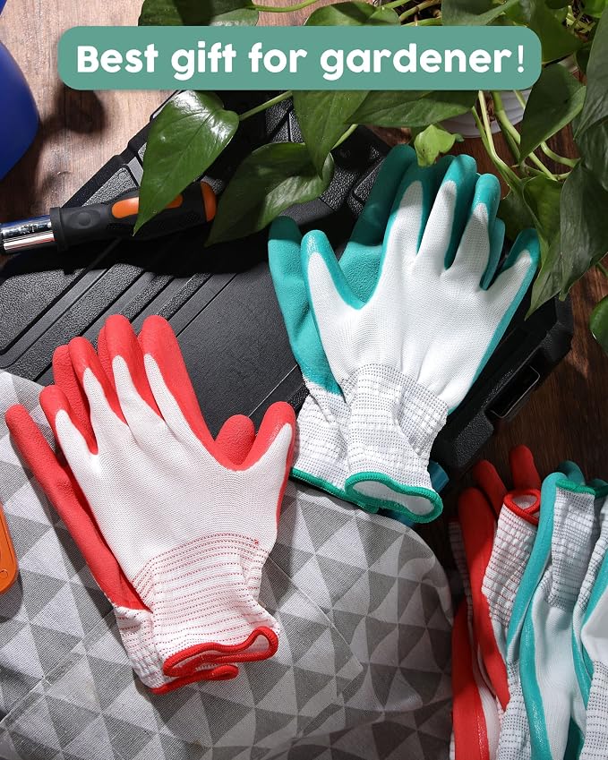 Potchen 32 Pairs Garden Gloves for Women Ladies' Gardening Gloves Bulk Breathable Rubber Coated for Yard Garden Protective Work Tools Universal One Size Outdoor Indoor Protective Work with Grip
