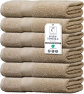 Large Bath Towels Set of 6 – 100% Cotton Terry – 24" x 50" – Quick Dry, Soft & Highly Absorbent – Beige Towels for Bathroom, Gym, Spa, Pool & Daily Use