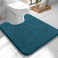 OLANLY Toilet Rugs U-Shaped 24x24, Extra Soft Absorbent Chenille Contour Bathroom Rugs for Toilet, Dry Quickly, Machine Washable, Non-Slip Bath Mat, Peacock Blue