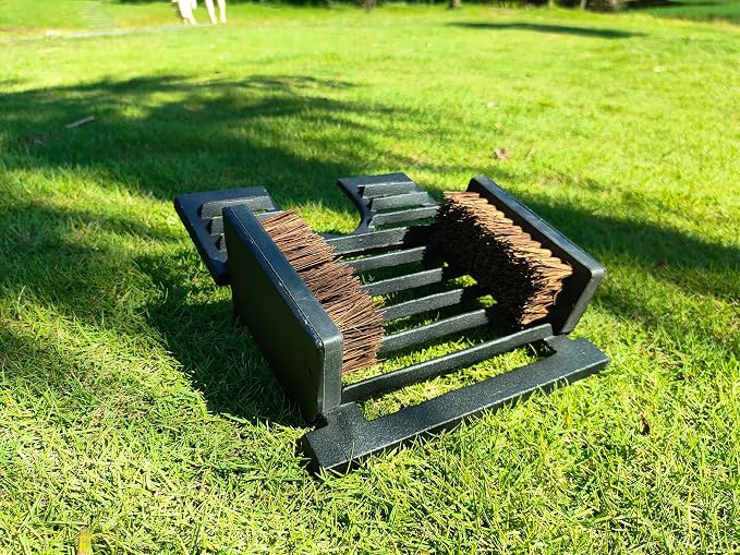 Heavy Duty Outdoor Black Cast Iron Rain Boots Scraper Cleaner Mud Dirt Shoes Brush for Farm Garden Golf Course with Brush On Both Sides