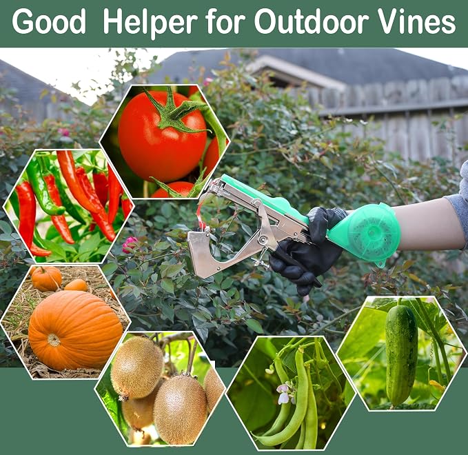 Miyake Plant Tying Machine, Garden Tape Tool for Vine Tying | Tie Up Vine Tomatoes Grapes Cucumbers Flowers, 30 Rolls Tape & 10000 Staples, Replacement Blade