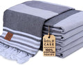 Gold CASE Turkish Beach Towel Set of 6 – 100% Cotton Large Turkish Bath Towels 70 x 38'' – OLYMPOS Oversized, Quick Dry & Sand Free Beach Towel – Lightweight Towels Set - Black