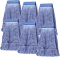 6Pack Heavy Duty Commercial Looped End Cotton Mop,String Cotton Mop Refill Heads Wet Industrial Blue Cotton Looped End String Head Refills, Heavy Mop Replace Head,for General and Floor Cleaning