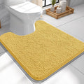 OLANLY Toilet Rugs U-Shaped 24x24, Extra Soft Absorbent Chenille Contour Bathroom Rugs for Toilet, Dry Quickly, Machine Washable, Non-Slip Bath Mat, Yellow