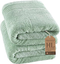 Hawmam Linen Jumbo Large Bath Sheets Towels 2 Pack Soft and Absorbent, Premium Quality 100% Cotton Towels (Light Green, Bath Sheet)