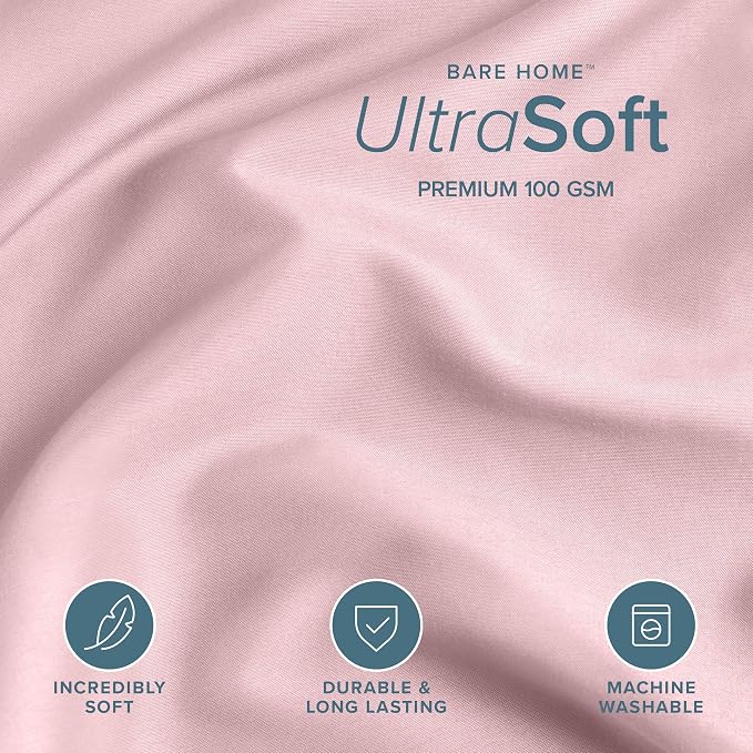 Bare Home Bedding Duvet Cover Queen Size - Premium 1800 Super Soft Collection - Lightweight, Cooling - Soft Breathable Bedding Duvet Cover (Queen, Dusty Pink)