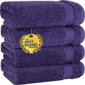 Cotton Paradise 100% Cotton Turkish Towel Set, Soft Absorbent Quick Dry, 4 Piece Hand Towel Set, Violet Purple