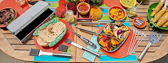 Cuisinart Deluxe Grill Tool Set, 20-Piece Grill Set, BBQ Accessories with Aluminum Case, Stainless Steel Grilling Accessories, BBQ Tools, Grilling Gifts for Men, for Dad Husband
