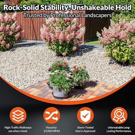 Rock Glue for Landscaping, 1 Gallon 20X Mega Hold Mulch Hold Gravel Binder, Intertek Test Pea Gravel Stabilizer, Pet Safe Mulch Stone Adhesive for Walkways, Yards & Decorative Driveway Edges