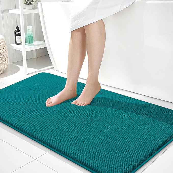 OLANLY Memory Foam Bathroom Runner Rug 44x24, Absorbent Long Mat, Deep Lake | Soft Quick Dry Bath Mat Rugs, Non-Slip, Machine Washable Mat for Bathroom Floor, Tub and Shower, Home Decor Accessories