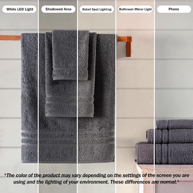 Hawmam Linen Cool Grey Hand Towels 4-Pack - 16x29 Turkish Cotton Premium Quality Soft - Small Towels for Bathroom